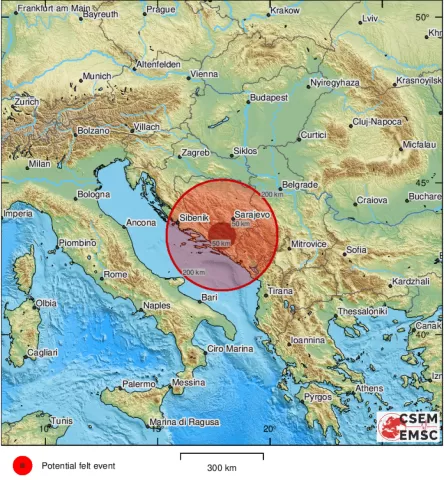 Zemljotres je pogodio dijelove Bosne i Hercegovine u večernjim satima.  Kako piše EMSC, epicentar je bio udaljen 20 km od Stoca i 42 km od Mostara.